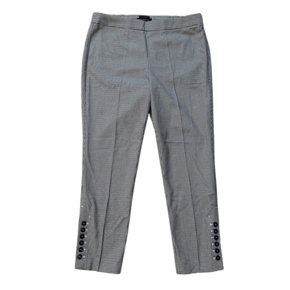Talbots Chatham‎ Houndstooth Ankle Pants Button Accent Career Casual Womens 10P
